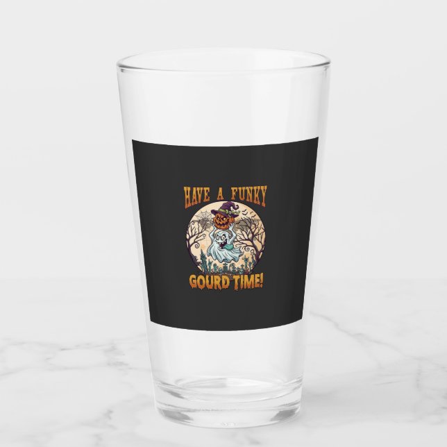 Have Funky Gourd Time Ghost Pumpkin Graveyard Glass (Front)