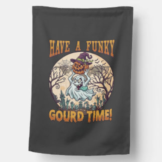 Have Funky Gourd Time Ghost Pumpkin Graveyard House Flag