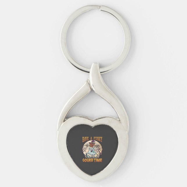 Have Funky Gourd Time Ghost Pumpkin Graveyard Keychain (Front)