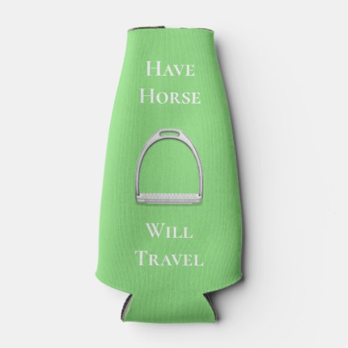 Have Horse Will Travel Equestrian Lime Green Bottle Cooler