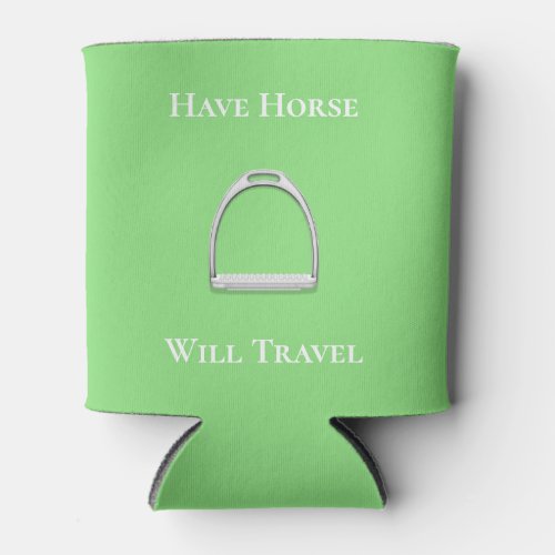 Have Horse Will Travel Equestrian Lime Green Can Cooler