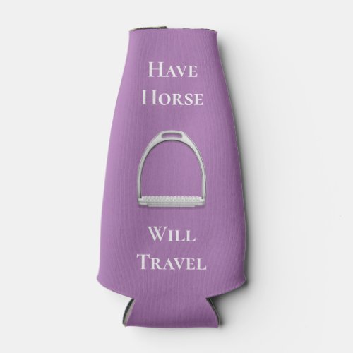 Have Horse Will Travel Equestrian Purple Bottle Cooler