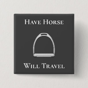 "Have Horse Will Travel" Stirrup Iron Dark Gray Button