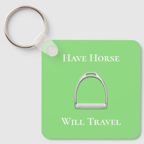 Have Horse Will Travel Stirrup Iron Lime Green Keychain