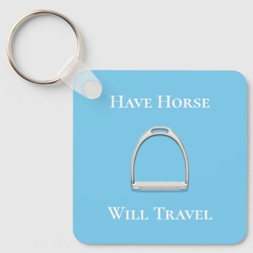 Have Horse Will Travel Stirrup Iron on Blue Keychain