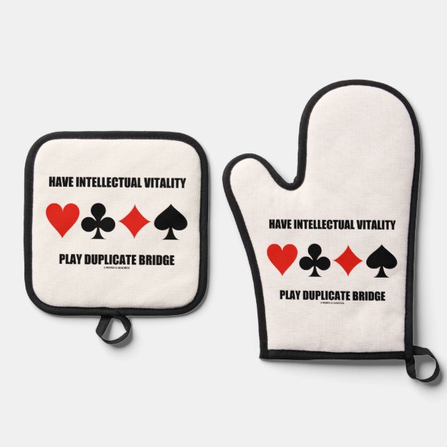 Have Intellectual Vitality Play Duplicate Bridge Oven Mitt & Pot Holder Set (Front)