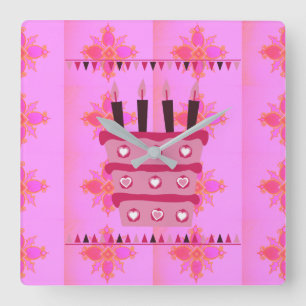 Have Lovely Blessed Wonderful Happy Birthday Square Wall Clock