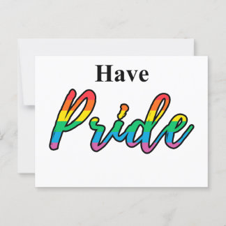 Have Pride Quote with Bold Rainbow Text LGBT Postcard