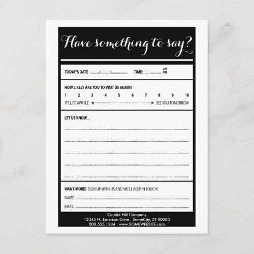 have something to say comment card