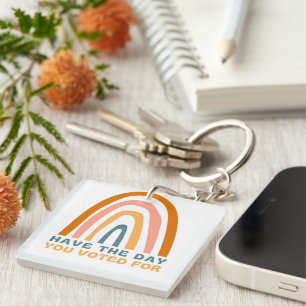 Have the Day You Voted For Colorful Pastel Rainbow Keychain