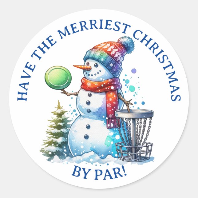 Have the Merriest Christmas by Par | Disc Golf Classic Round Sticker (Front)