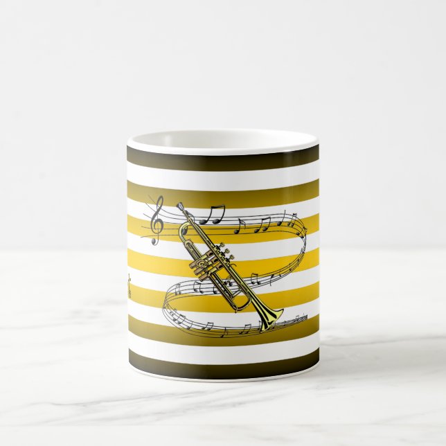 Have Trumpet ~ Will Travel ~ Musical Stripes ~ Coffee Mug (Center)