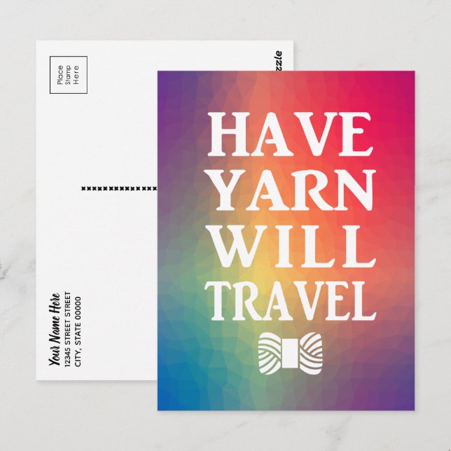 Have Yarn Will Travel Rainbow Crafts Maker Postcard (Front/Back)