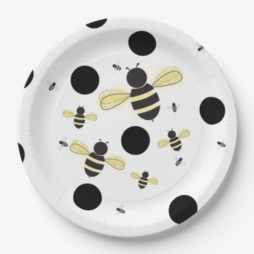 Have You Heard The BUZZ Bumble Bee Dot Baby Shower Paper Plates