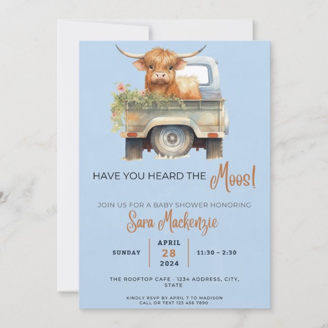"Have You Heard The Moos!" Baby Shower Invitation (Front)