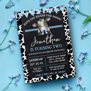 Have You Heard the Moos Blue Cow Birthday Invitation