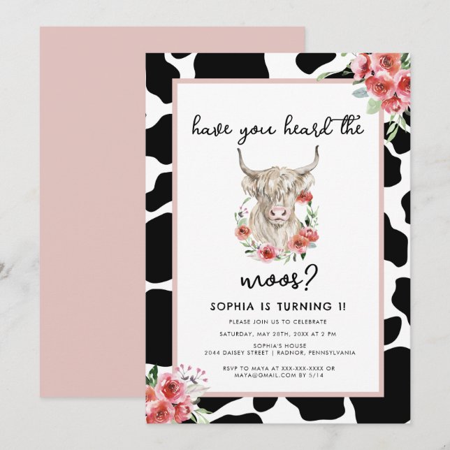 Have You Heard the Moos Cow Birthday Invitation (Front/Back)
