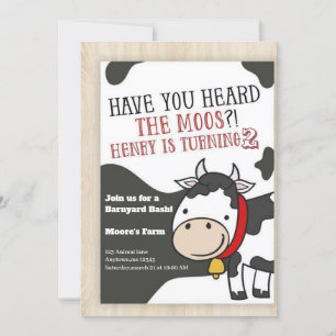 Have You Heard The Moos Cow Boy 2nd Birthday Invi Invitation