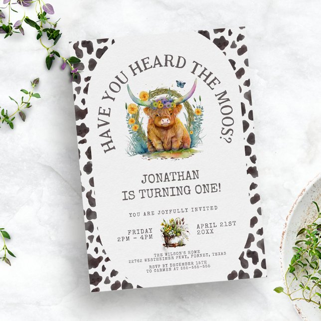 Have You Heard the Moos Cow Print 1st Birthday Invitation (Creator Uploaded)