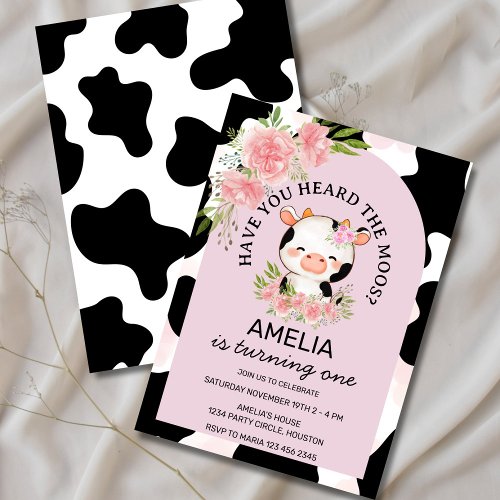 Have You Heard the Moos Pink  Cow Print  Birthday