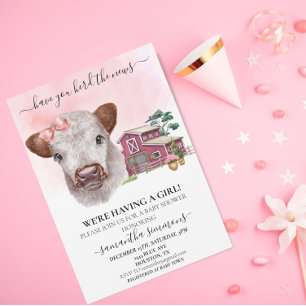 Have you Herd the News Girl Highland Cow Calf Invitation