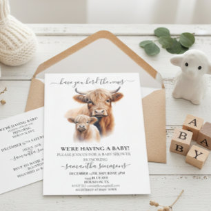 Have you Herd the News Highland Cow Baby Shower Invitation