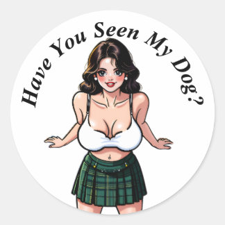 Have You seen My Dog? Cute Manga Classic Round Sticker