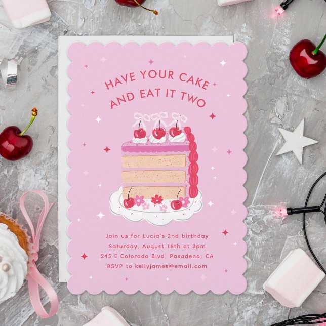 Have Your Cake and Eat it Two 2nd Birthday Invitation (Have your cake and eat it two birthday party invitation)