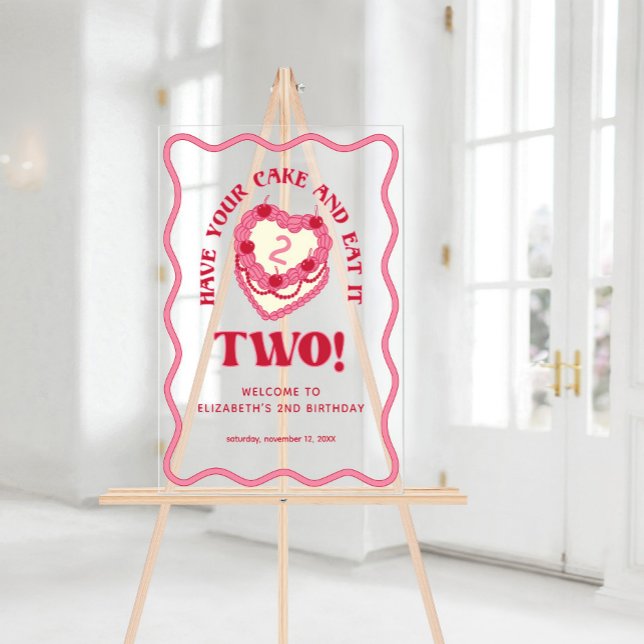 Have Your Cake and Eat it Two Birthday Welcome Acrylic Sign (Have Your Cake and Eat it Two Birthday Welcome Acrylic Sign)