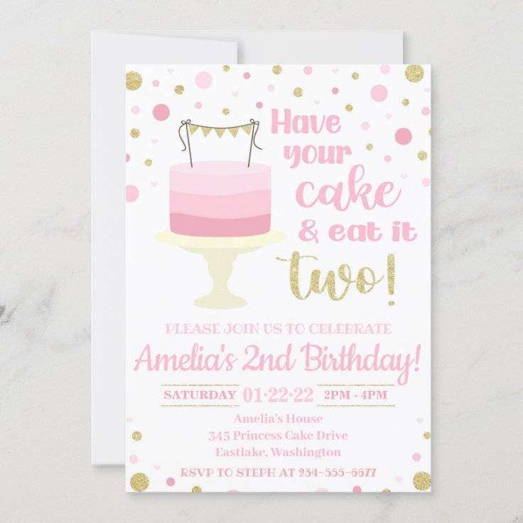Have Your Cake and Eat It Two Invitation Zazzle