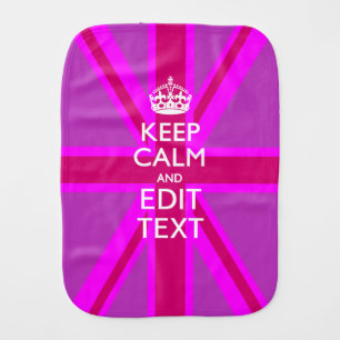 Have Your Keep Calm Text on Pink Union Jack Burp Cloth