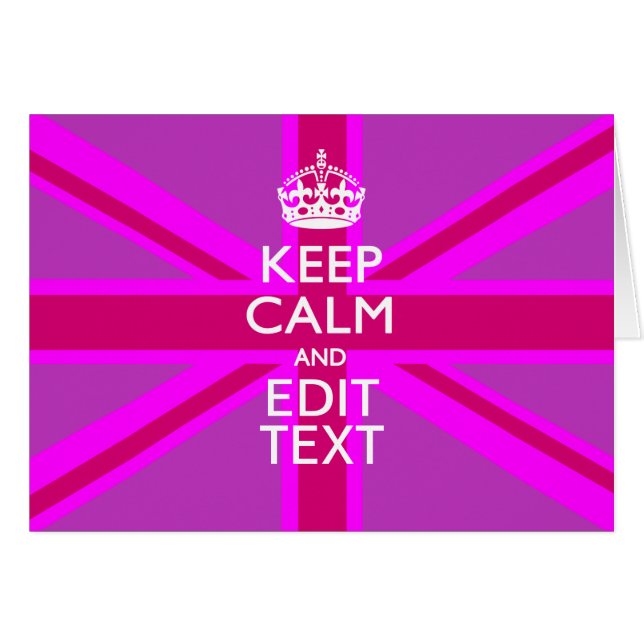 Have Your Keep Calm Text on Pink Union Jack Cards (Front Horizontal)