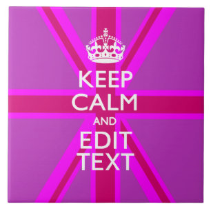 Have Your Keep Calm Text on Pink Union Jack Ceramic Tile