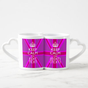 Have Your Keep Calm Text on Pink Union Jack Coffee Mug Set
