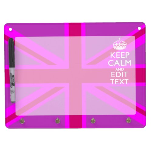 Have Your Keep Calm Text on Pink Union Jack Dry Erase Board With Keychain Holder