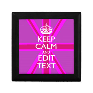 Have Your Keep Calm Text on Pink Union Jack Keepsake Box