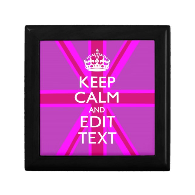 Have Your Keep Calm Text on Pink Union Jack Keepsake Box (Front)