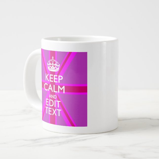 Have Your Keep Calm Text on Pink Union Jack Large Coffee Mug (Front Left)