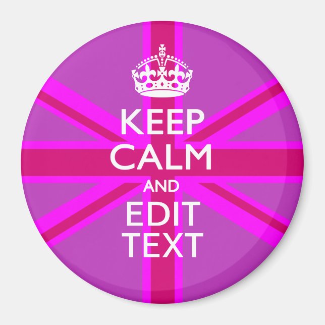 Have Your Keep Calm Text on Pink Union Jack Magnet (Front)