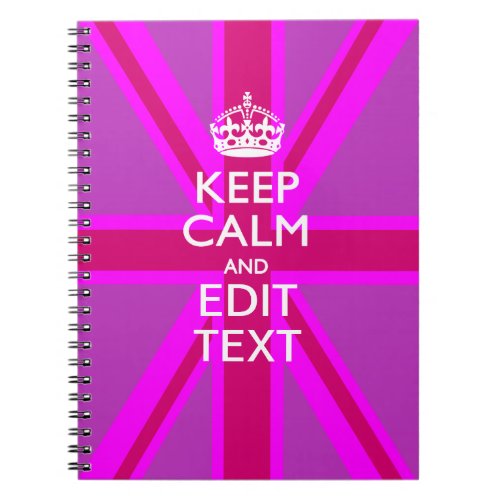 Have Your Keep Calm Text on Pink Union Jack Notebook