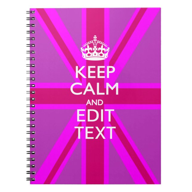 Have Your Keep Calm Text on Pink Union Jack Notebook (Front)