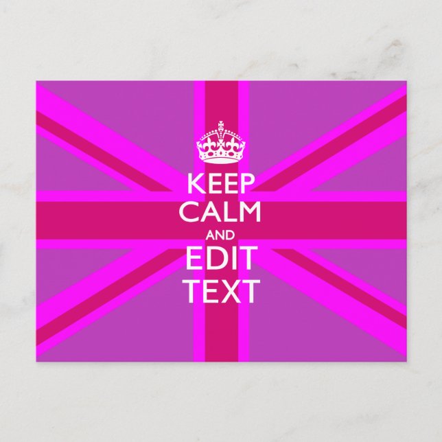 Have Your Keep Calm Text on Pink Union Jack Postcard (Front)