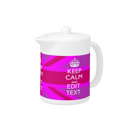 Have Your Keep Calm Text on Pink Union Jack Teapot