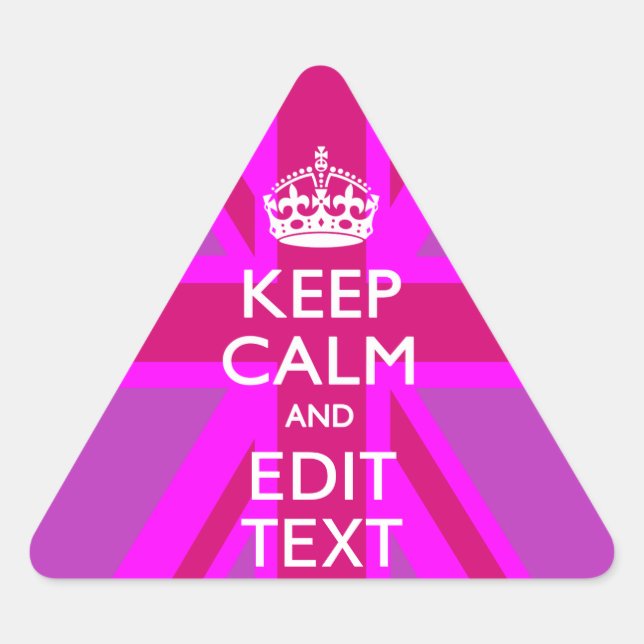 Have Your Keep Calm Text on Pink Union Jack Triangle Sticker (Front)