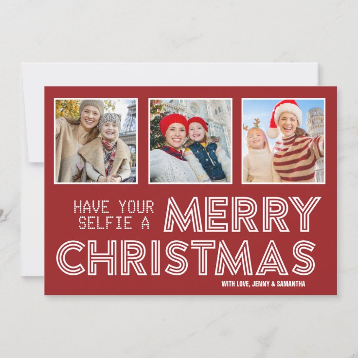 Have Your Selfie Merry Christmas 3 Instagram Photo Holiday Card Zazzle