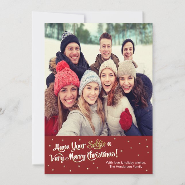 Have Your Selfie Very Merry Christmas Card Red (Front)