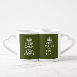 Have Your Text Keep Calm And on Olive Green Coffee Mug Set