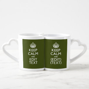 Have Your Text Keep Calm And on Olive Green Coffee Mug Set