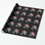 Have Your Text Keep Calm Crossbones Skull on Black Wrapping Paper