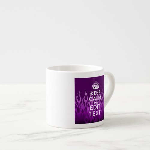 Have Your Text Keep Calm on Purple Racing Flames Espresso Cup